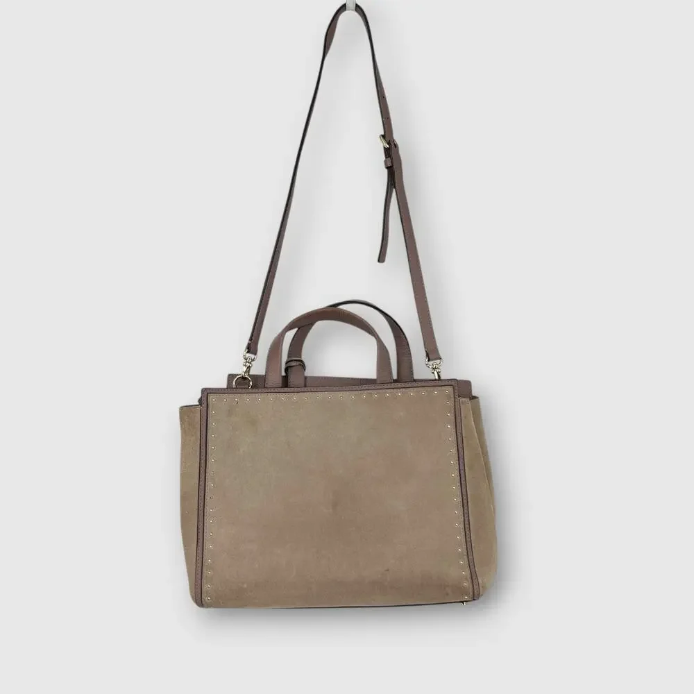 Kate Spade New York Suede & Leather Studded Satchel Tassel Crossbody Bag